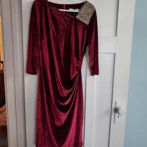 Wine-Coloured Slant V-Neck Dress, NWT